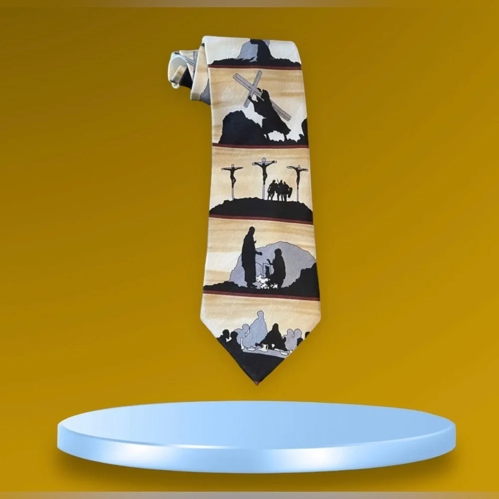 100% Silk Tie Showing the Story of the Crucifixion by Eagles Wings